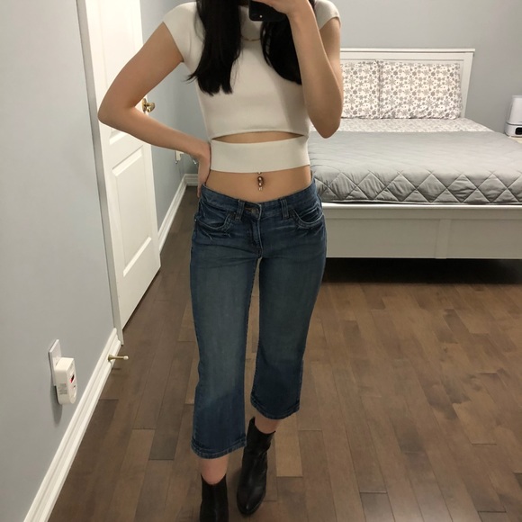 90s Esprit Blue Cropped Denim Jeans - Picture 3 of 11